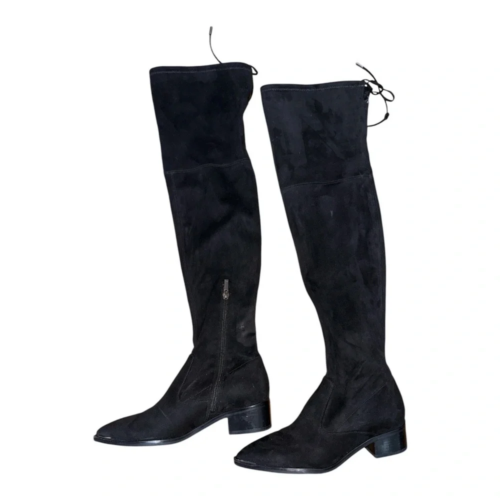 Marc Fisher Black Over the Knee Boots with Suede Finish
